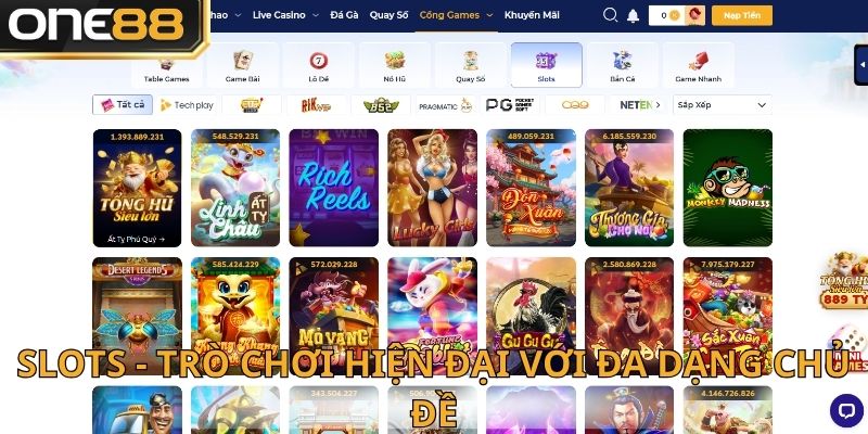 Slotgame với hơn 1000 chủ đề đa dạng