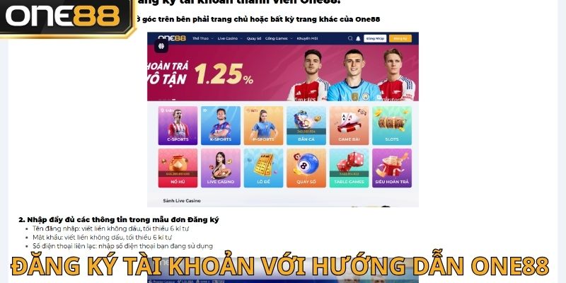 Hướng dẫn One88 về đăng ký tài khoản chơi game