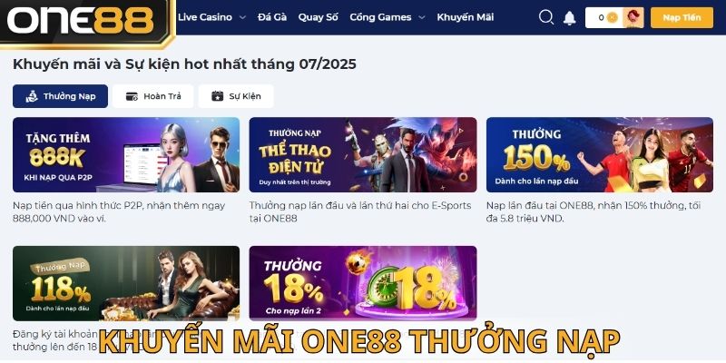 Khuyến mãi One88 nạp tiền cực kỳ lớn bạn không thể bỏ lỡ