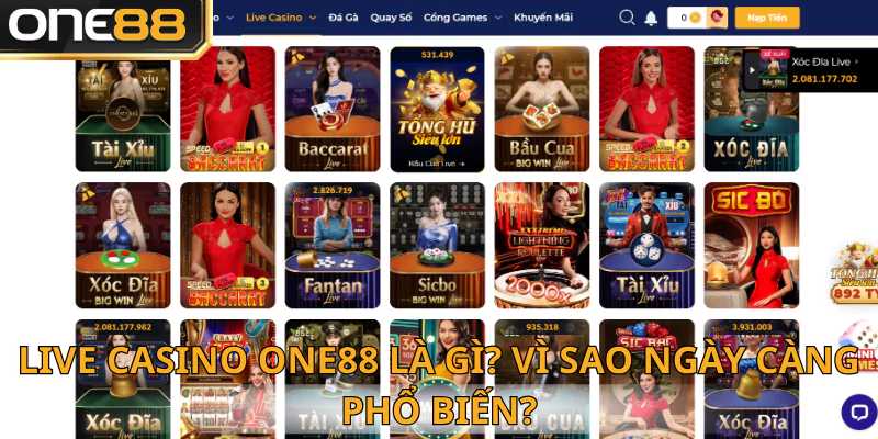 Live Casino One88 mang đến nhiều trải nghiệm đỉnh cao
