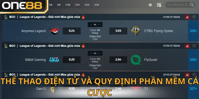 Thể thao điện tử và quy tắc khi tham gia chơi tại One88