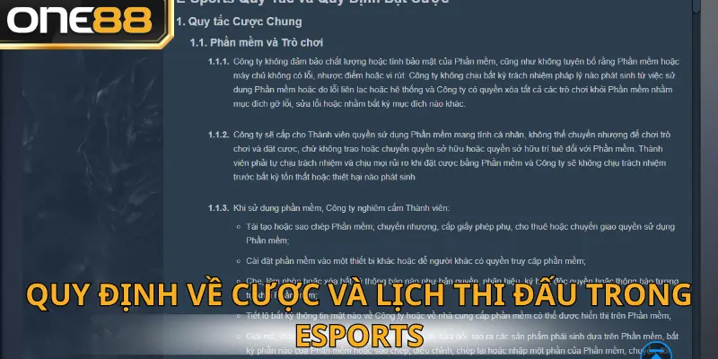 Quy định về cược trong thể thao điện tử