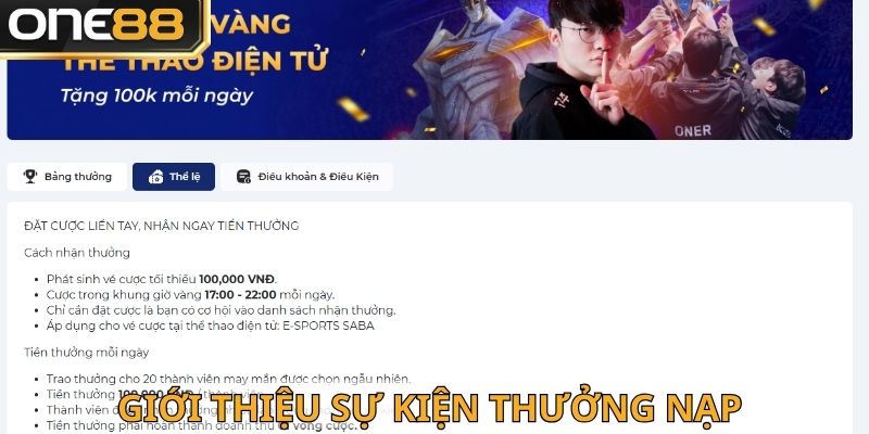 Thưởng nạp thể thao điện tử lớn nhất năm